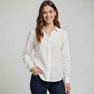 Denim & Flower Women’s Textured Linen Button Down Shirt Relaxed Fit Long Sleeve